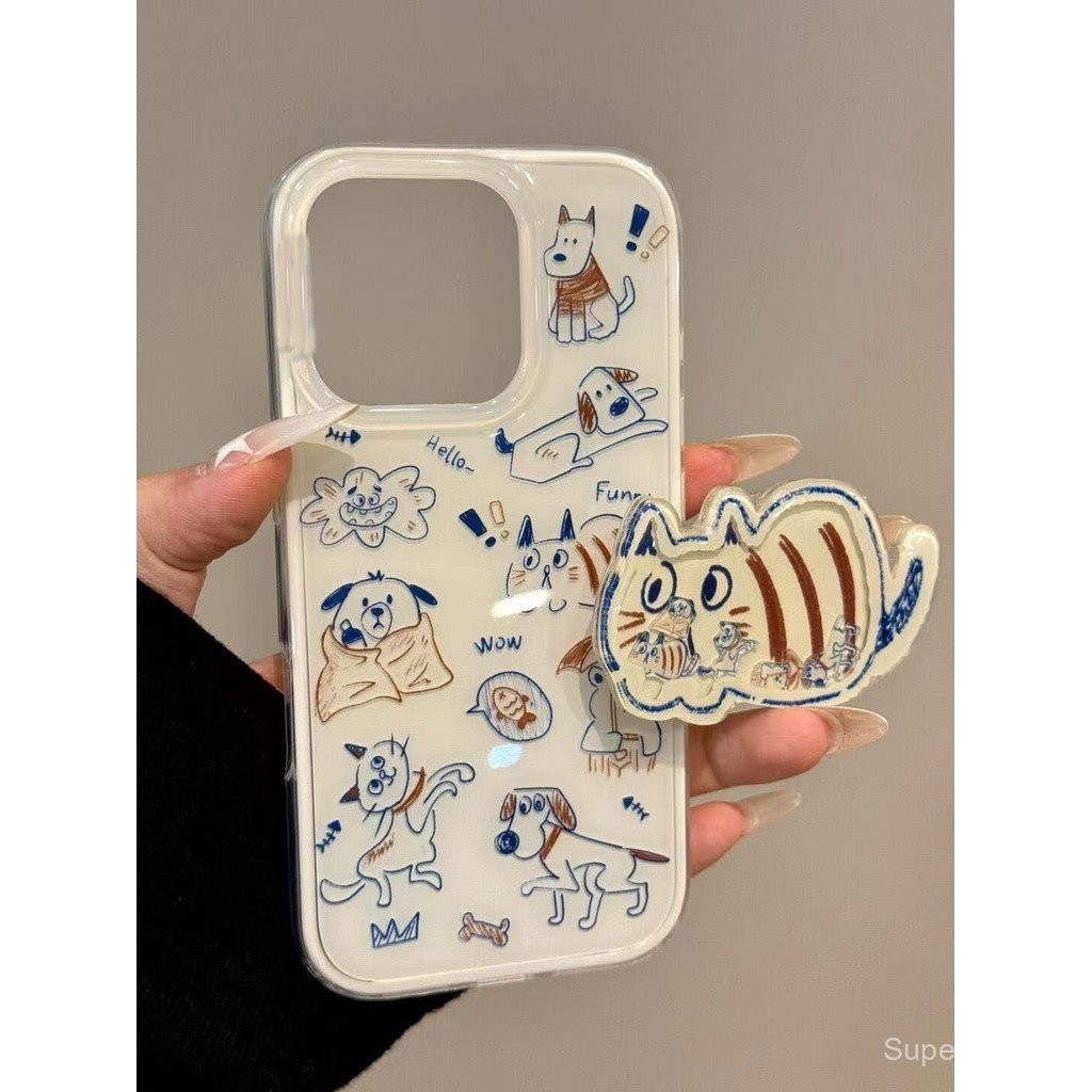 เคสโทรศัพท์ เหมาะสําหรับ iPhone 7 8 X XS XR XSMAX 11 12 13 14 15 16 Pro max Plus Shaking Graffiti Cat รวมทุกอย่าง Soft Case Shock-proof เคสป้องกัน Shell HOXL