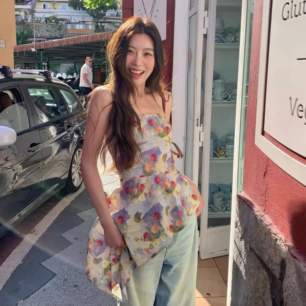 Double-Layer Tube Top แคบ-เอวดอกไม้สี Tube Top Camisole ผู้หญิง 2025 ฤดูร้อน Niche Design Top Oh Xij