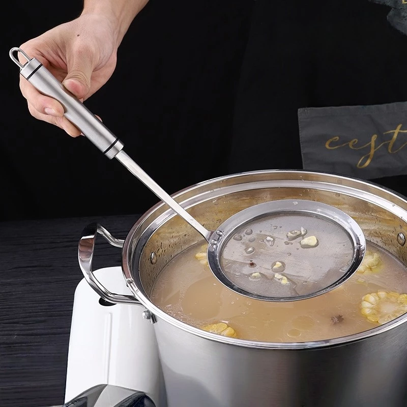 ช้อนช้อนตักไขมัน - ตะแกรงแยกไขมัน - กระชอนพาสต้า สแตนเลส 304 | Oil Separator Ladle, Soup Skimmer, Pasta Strainer, 304 Stainless Steel
