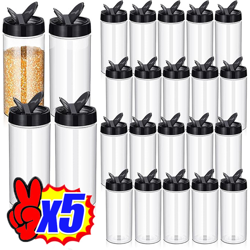 1/5ชิ้นขวดใส่เครื่องปรุงรสพลาสติกใส-ขวดเครื่องเทศในครัวที่ทนทานพร้อมฝาปิดผีเสื้อ-กล่องใส่เครื่องปรุงบาร์บีคิว