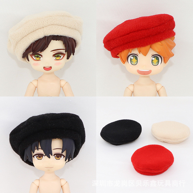 Ob11 เสื้อผ้าเด็ก Beret เลียนแบบหมวกทําด้วยผ้าขนสัตว์ Preppy สไตล์ Retro หมวก 12 คะแนน bjd molly gsc