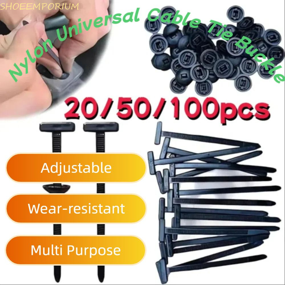 SHOEEMPORIUM 20/50/100 ชิ้น Self-locking Zip Ties, อเนกประสงค์ทนทานไนลอน Universal Cable Tie Buckle, สวมใส่ Heavy Duty น้ําหนักเบาสายพลาสติกเครื่องมือ