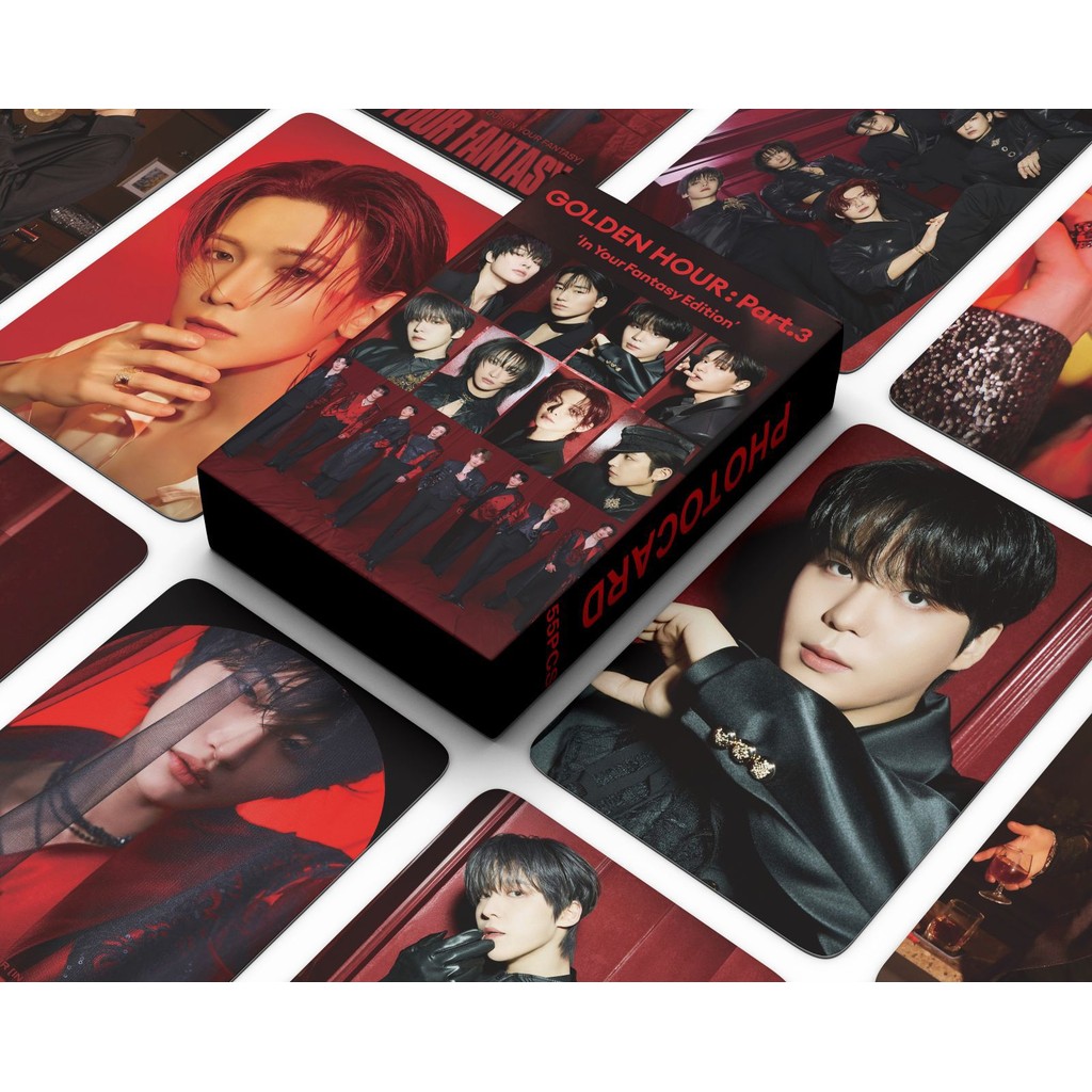 55 ชิ้น ATEEZ แฟนตาซีของคุณ Lomo การ์ด Golden Hour Part.3 น้ําแข็งบนฟันของฉัน BIRTHDAY Photocards Hongjoong Seonghwa Yunho Yeosang San Mingi Wooyoung Jongho โปสการ์ด SX