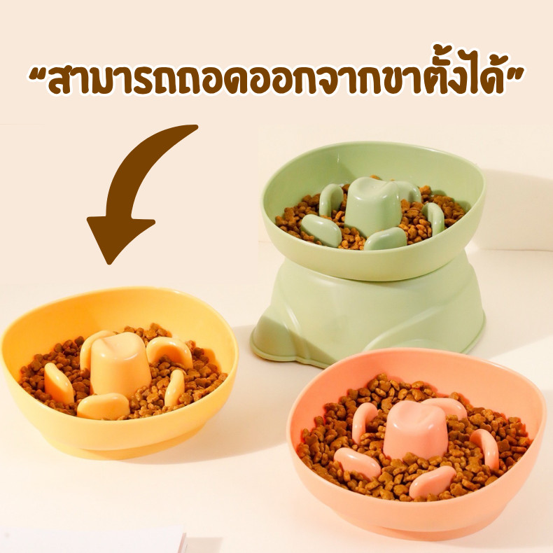 HM-ชามอาหารแมว big eye ชามอาหารสัตว์เลี้ยง 2ชั้นถอดได้ ชามสัตว์เลี้ยง ทรงยกสูง ราคา ถูกที่สุด โปรบีเคเค