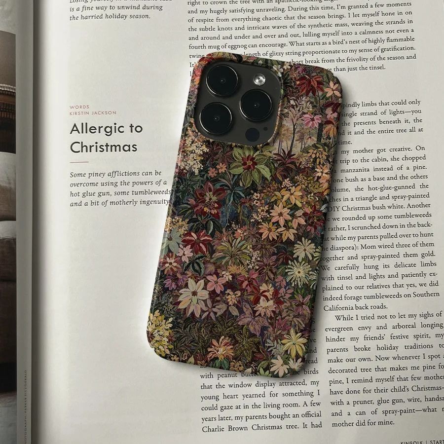 Fuxing Art ดอกไม้ Bush รูขนาดใหญ่ใช้งานร่วมกับ iPhone 16PROMAX 16PRO กรณี 11 15 14 13 12 PROMAX โทรศัพท์มือถือป้องกันกรณี 16PLUS Shock-proof 15 14 13 12 11 PRO Dirt-Resistive