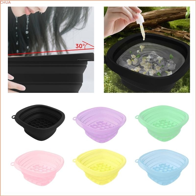 Chua Travel ชามหน้าอาบน้ําน้ําแข็งพับได้ ดีไซน์ซิลิโคนอ่อนนุ่ม อ่างล้างหน้า พกพาสะดวก