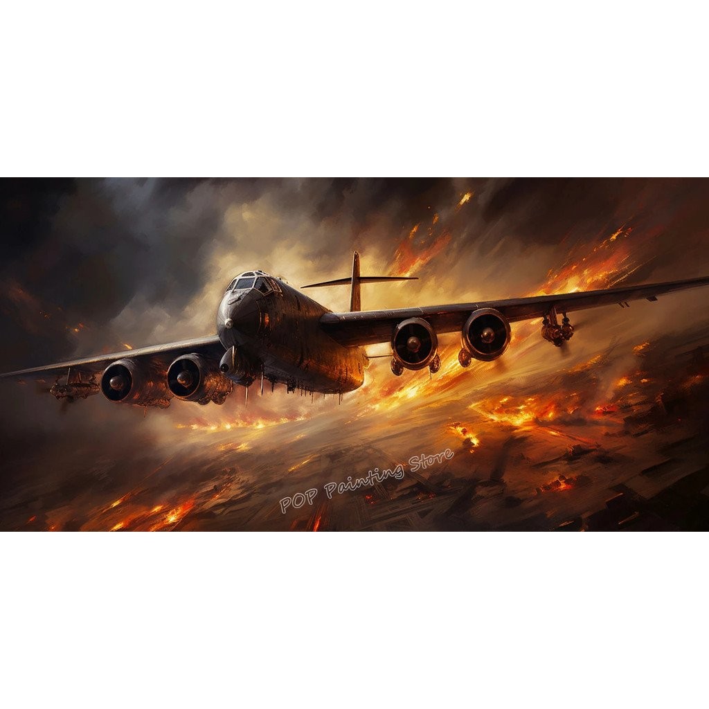 โมเดิร์นเครื่องบินทหาร Wall Art ผ้าใบพิมพ์บทคัดย่อ Jet Fighters B-52 F-16 F-18 F-35 การบินตกแต่งบ้าน