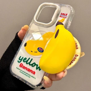 Magnetic Banana Bracket เคสโทรศัพท์สําหรับ iPhone 17 Pro Max 16 Plus 15 14 13 กันกระแทกป้องกันปลอก