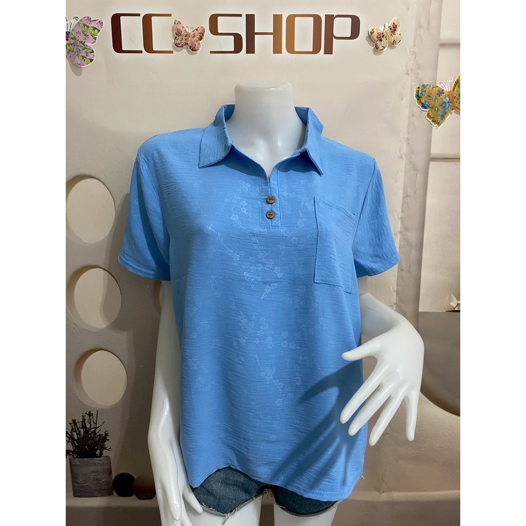 เสื้อคอปก เนื้อผ้าเบาใส่สบาย มีกระเป๋าหน้า เสื้อเชิ๊ต รอบอก40-44นิ้ว รุ่น602