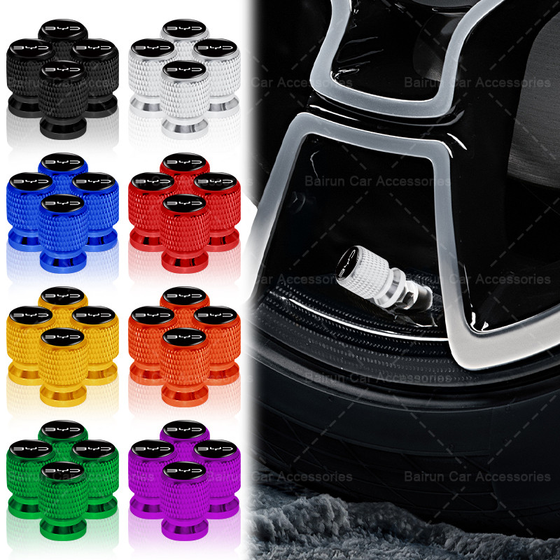 4pcs อลูมิเนียมยางรถป้องกันฝุ่นหมวกเกลียวรถ Tyre Stem สําหรับ BYD Atto 3 หยวน Plus F3 E6 F0 G3 I3 Ea