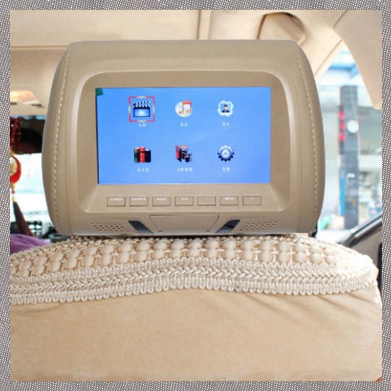 [MLO] Universal 7Inches Car Headrest Monitor Screen สําหรับ AV USB SD MP4 MP5 FM Beige