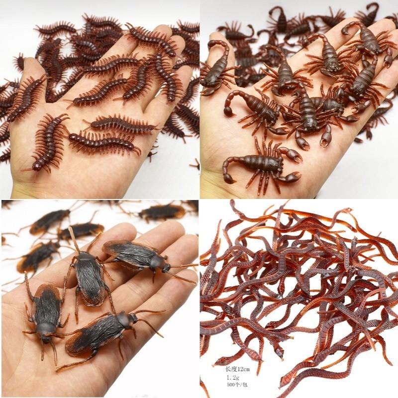 จําลองสร้างสรรค์เล่นตลก อุปกรณ์ประกอบฉาก ล้อเลียน เล่นตลกสร้างสรรค์แมลงปลอมแมงป่องแมลงสาบตะขาบงูฮาโลวีนของเล่น