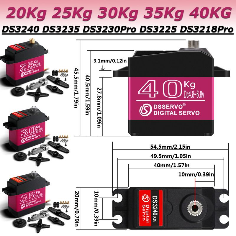 20Kg 25Kg 30Kg 35Kg 40KG PRO เซอร์โวดิจิตอล 180°/270° โลหะเซอร์โวมอเตอร์สําหรับ 1/8 1/10 1/12 RC Baja Crawler รถ RC หุ่นยนต์แขน DIY