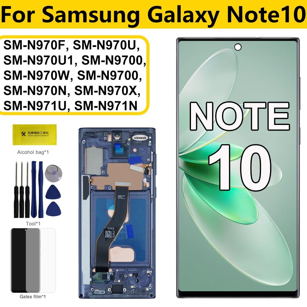 หน้าจอสําหรับ Samsung Note10 N970N N970F N970U จอแสดงผล LCD Touch Screen Digitizer กรอบสําหรับ Samsu