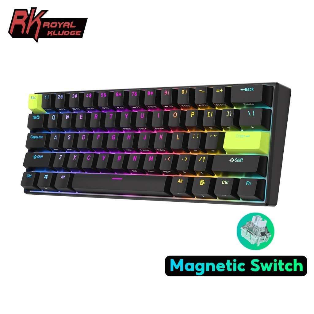 RK Royal Kludge RK C61 8000Hz พร้อมคีย์บอร์ดเชิงกลแบบมีสายสวิตช์แม่เหล็ก
