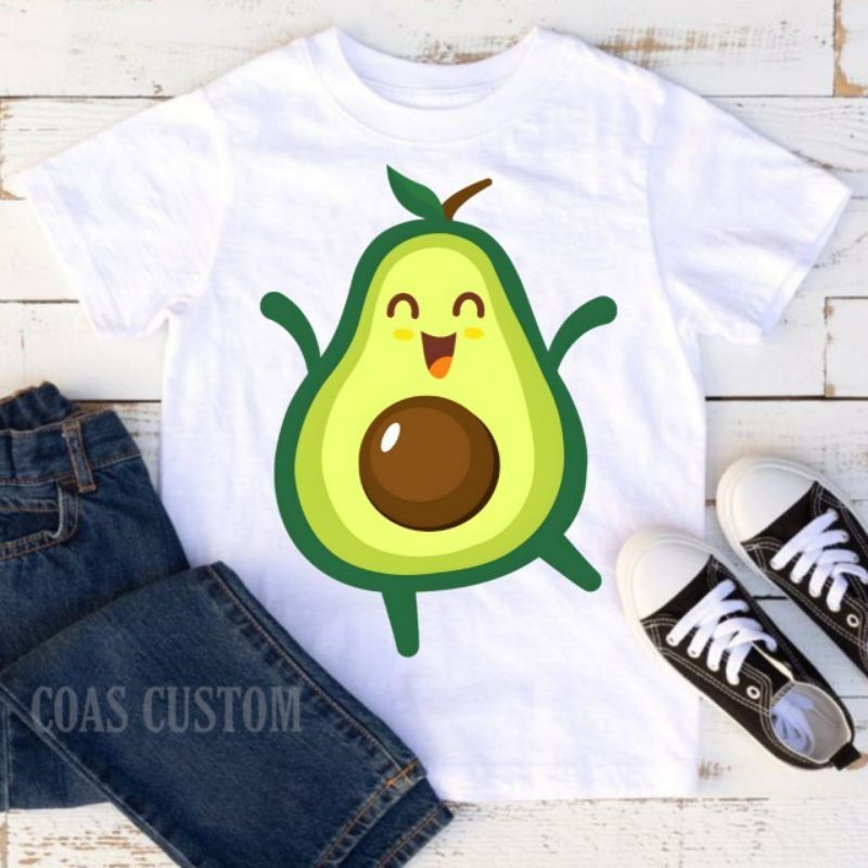 เสื้อยืดแขนสั้นการ์ตูนพิมพ์ลายอะโวคาโด รูปที่ 2