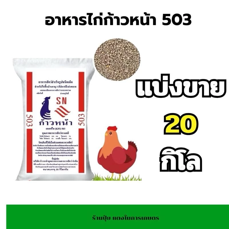 [ แบ่งขาย 20 กิโล ] อาหารไก่ เคเอฟไอ 503 ก้าวหน้า โปรตีน14%