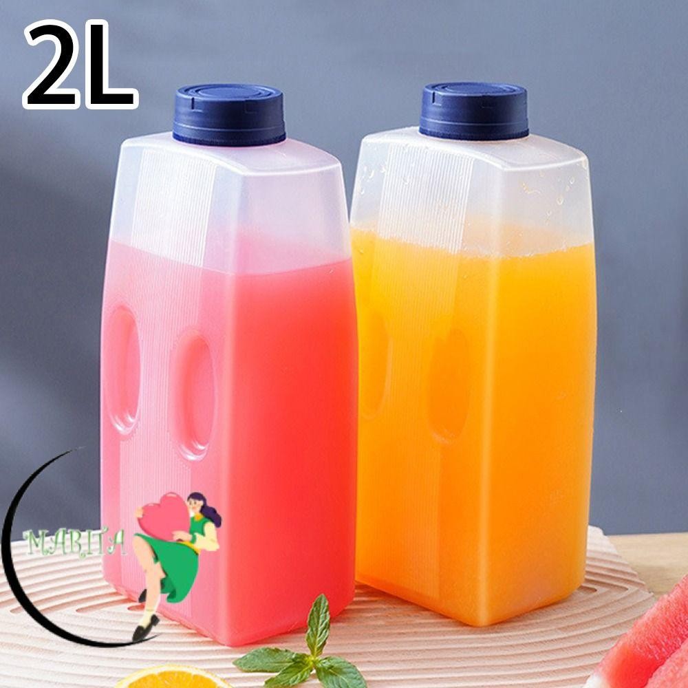 MARITA ขวดน้ํา 1 ชิ้น, ตู้เย็นเหยือกเครื่องดื่มกาต้มน้ําเย็น, พร้อมหมวกกาน้ําชาน้ําผลไม้ความจุขนาดใหญ่ 2 ลิตร