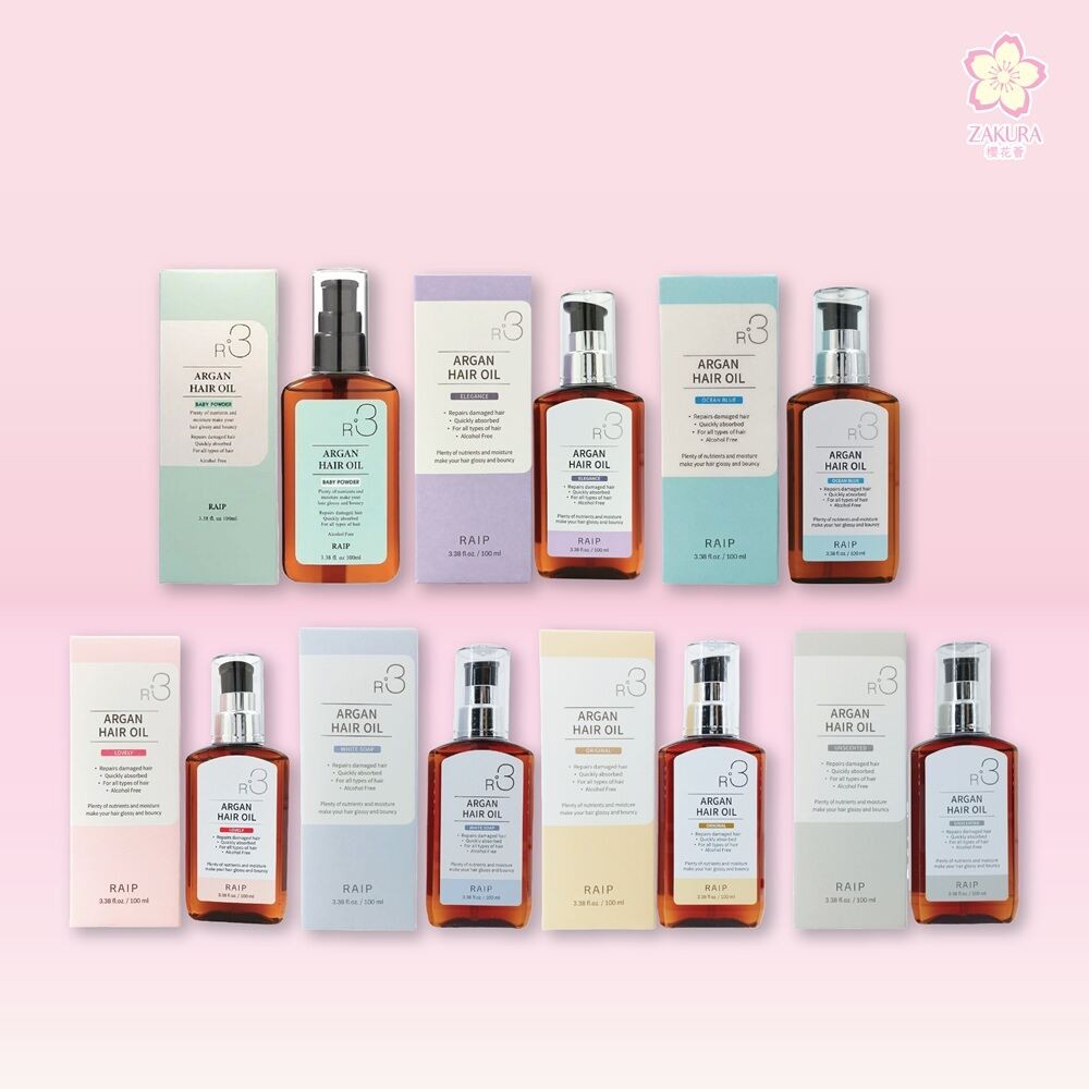Raip R3 Argan Hair Oil 100ml - แป้งเด็ก/Elegance/Lovely/Ocean Blue/White Soap/กลิ่น/Orginal YV9J