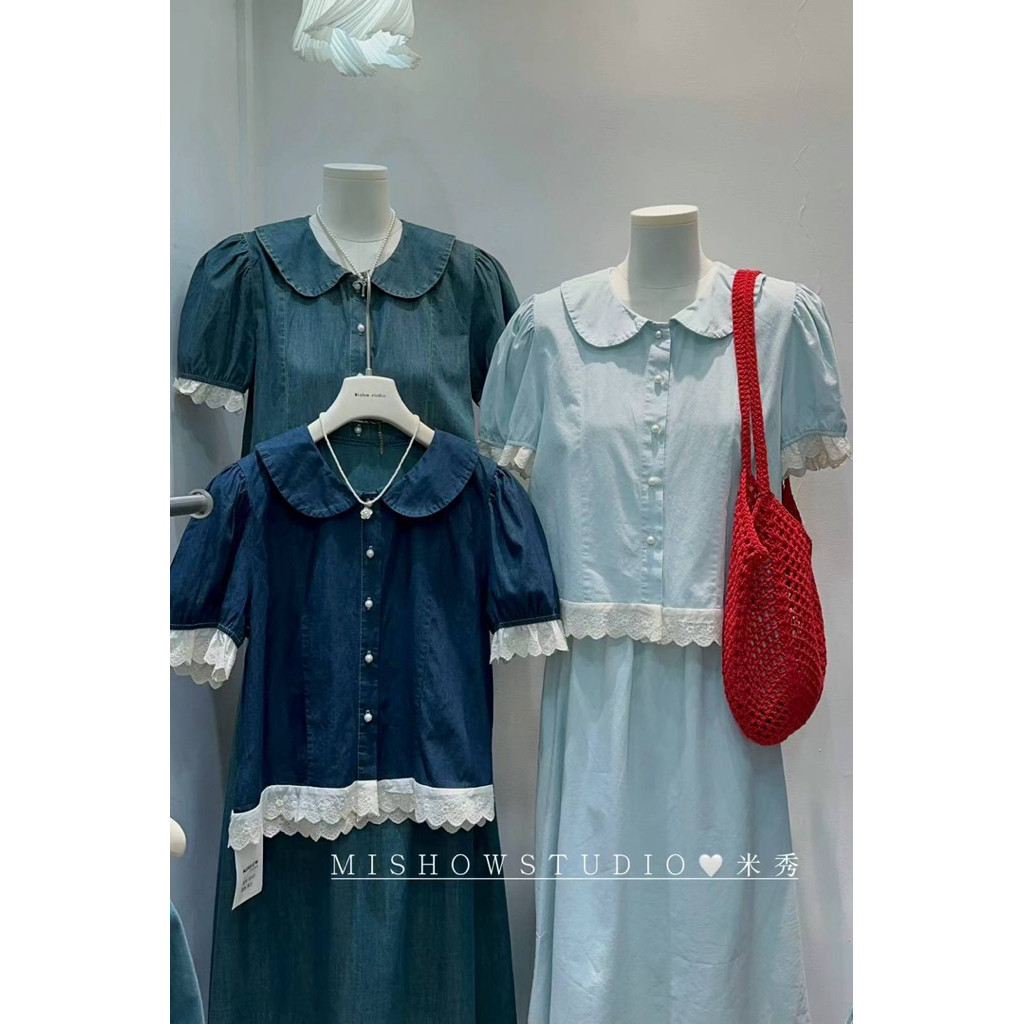 KEMEJA CNN-418 MISHOW 18159 DENIM LACE JEANS เสื้อเชิ้ตนําเข้าจากจีน