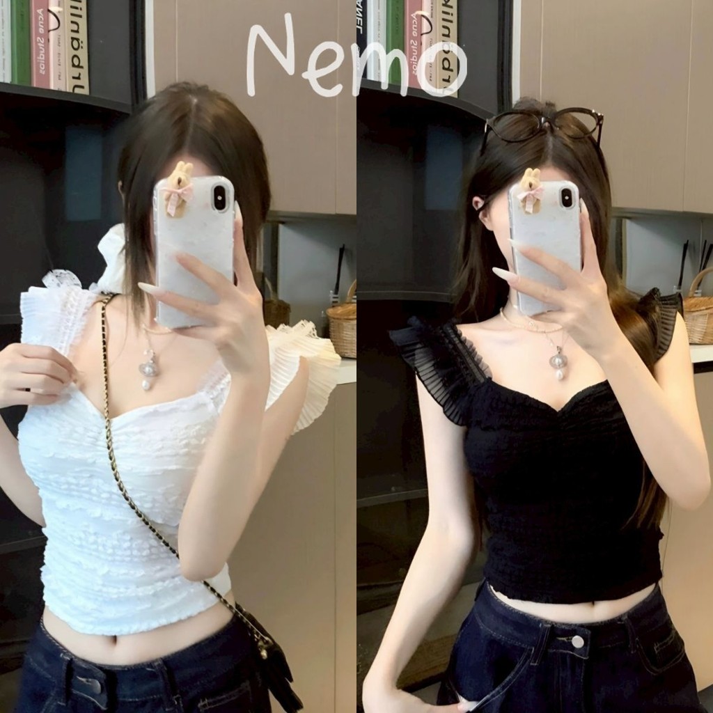 Nemo store🌸#13151 เสื้อกล้ามไหมพรม สีพื้นดเรียบหรูใส่ง่ายสบายมาก