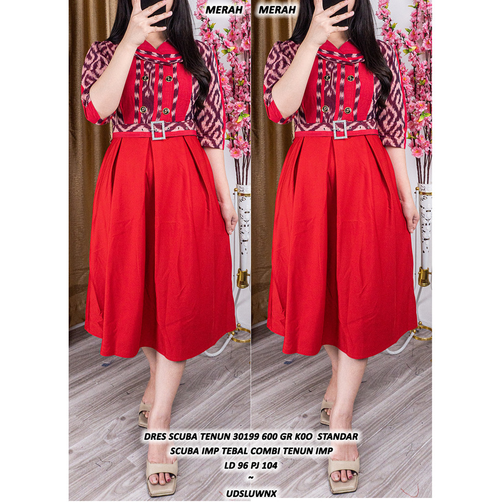 WOVEN SCUBA DRESS 30199 600 GR K0O