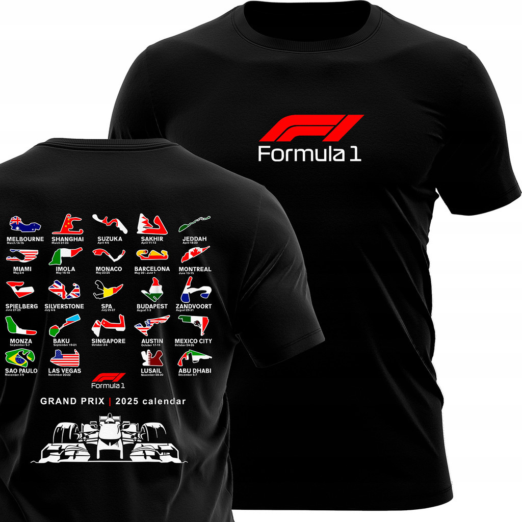 F1 F1 Schedule 2025 เสื้อยืดบุรุษ Cotton Tee