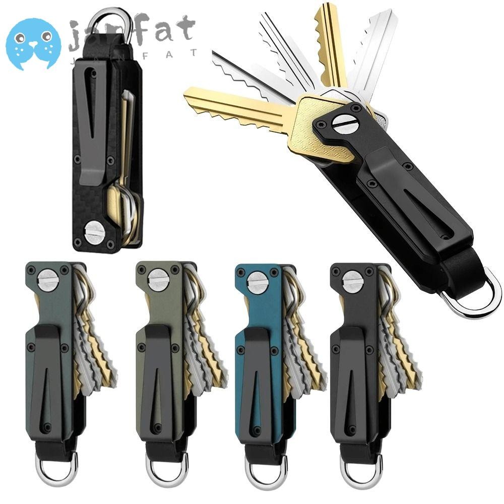 JANFAT Key Holder, Key Organizer โลหะขนาดกะทัดรัด, Smart Holds 2-4 คีย์ Minimalist Keys Fob Outdoor