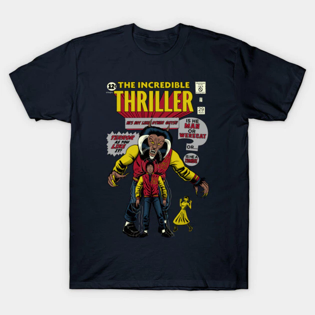 เสื้อยืด Vintage The Incredible Thriller Cotton 100% สีดำ