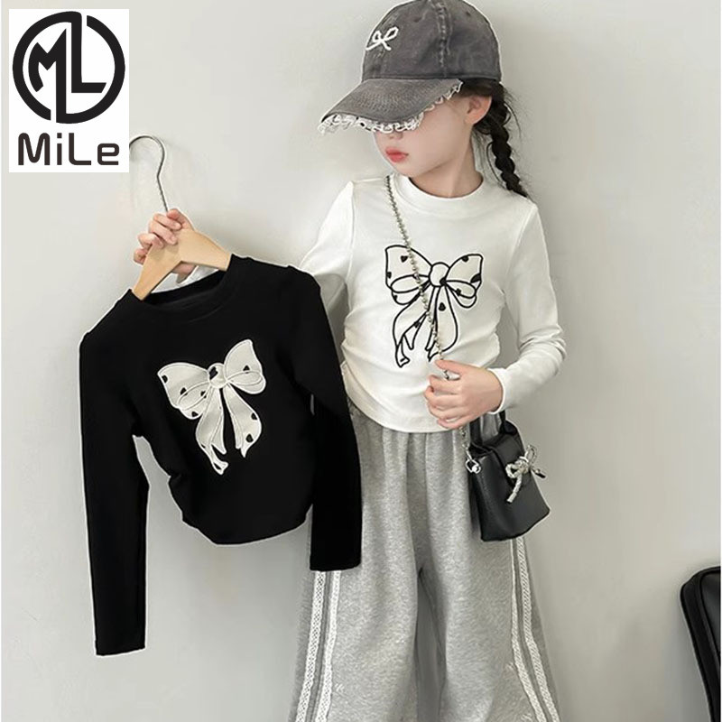 เสื้อแขนยาวแฟชันBow ไซส์90-140ซม เหมาะกับฤดูใบไม้ร่วง