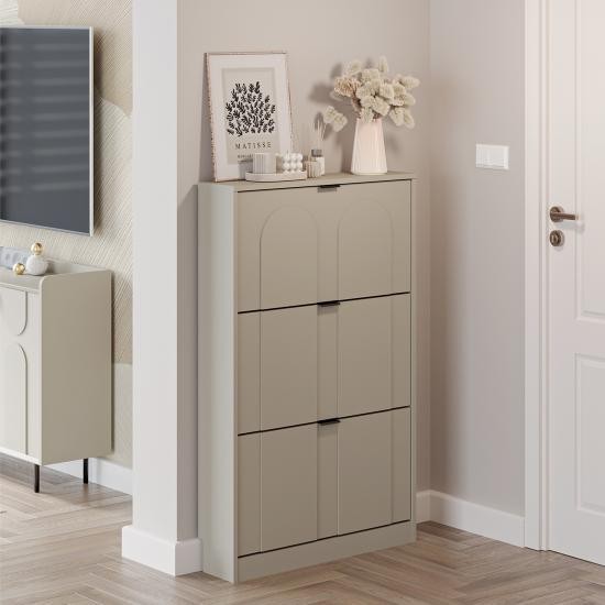 SB Design Square ตู้รองเท้า ขนาด 76 ซม. รุ่น Lunetta (Haneul Collection) สีครีม (76x19x120 ซม.)  แบรนด์ SB FURNITURE