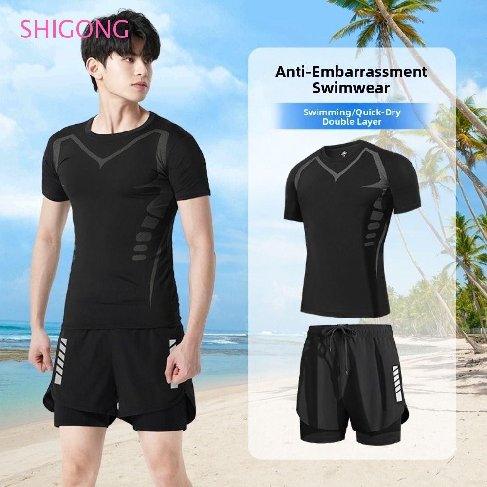 SHIGONG ชุดว่ายน้ําผู้ชาย, ออกแบบใหม่ Anti Awkward Hot Spring ชุดว่ายน้ํา, Anti Awkward สบาย Quick-D