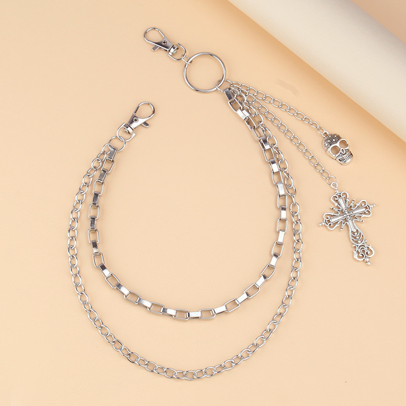 โซ่คล้องกางเกง สายโซ่คล้องกางเกง สไตล์วินเทจ สำหรับผู้ชายและผู้หญิง  Hip-Hop Punk Metal Rivets - รูปที่ 4