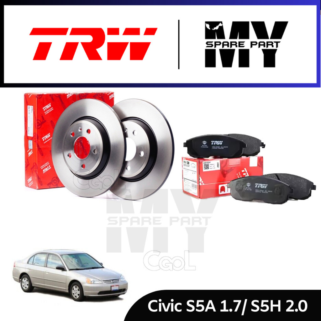TRW Honda Civic S5A 1.7 / S5H 2.0 ชุดโรเตอร์ด้านหลัง & ชุดแผ่นรองดิสก์