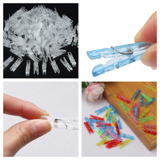 50ชิ้นมินิเล็บโปร่งใส2.5/3.5/4.5ซมสีคลิปพลาสติกเสื้อผ้าเล็บภ…