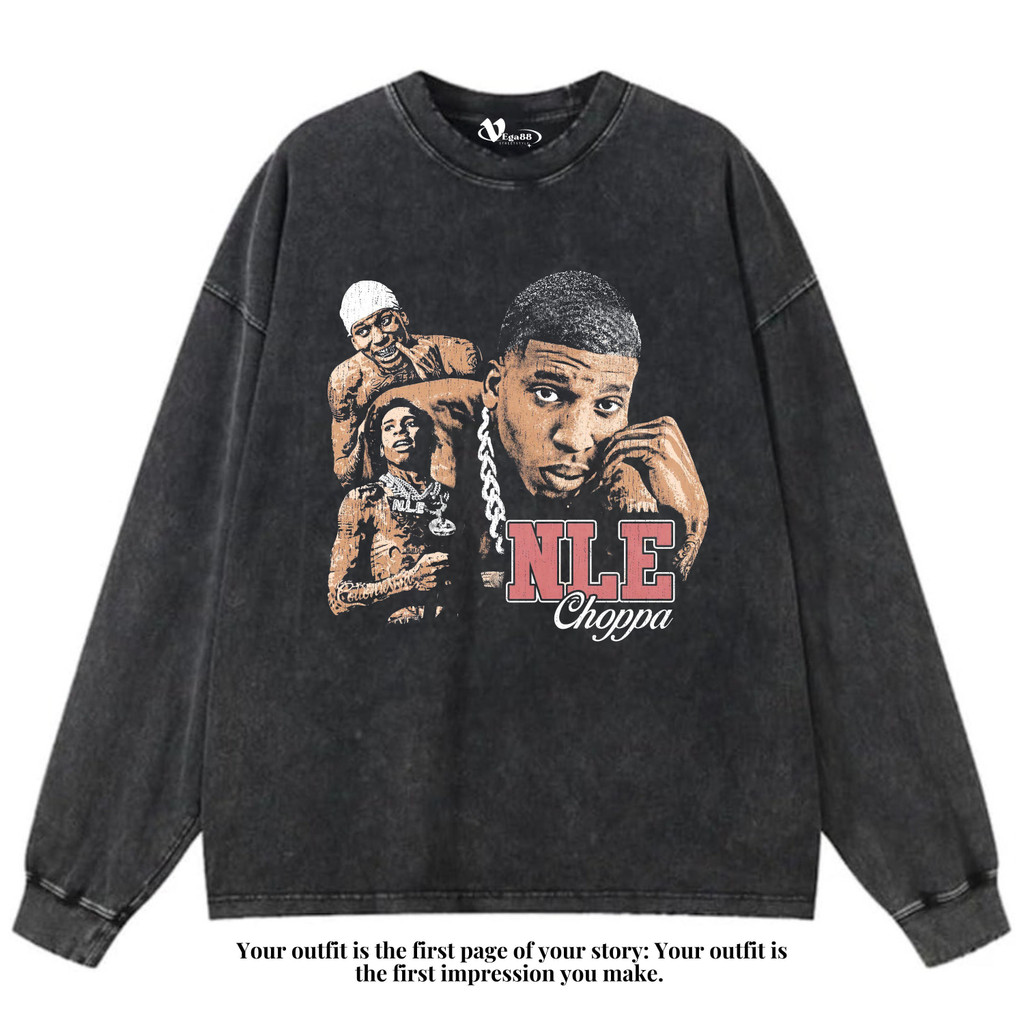 VEGA88 *NLE Choppa* เสื้อเชิ้ตแขนยาวโอเวอร์ไซส์ | เสื้อยืดโอเวอร์ไซส์ | เสื้อยืดฟอก | ซักซักผ้า | เส