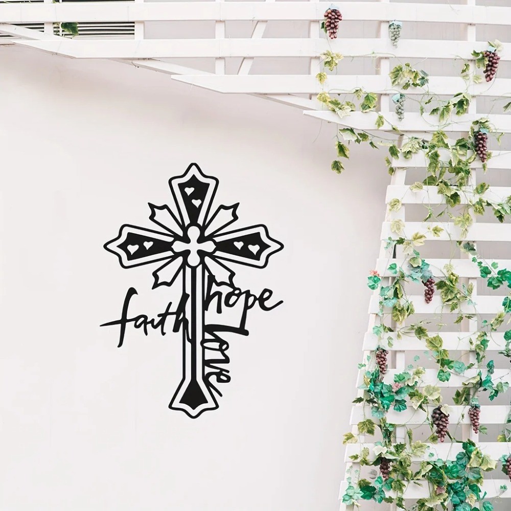 Faith Hope Love Metal Wall Art - ป้ายแขวนเหล็กชนบทสําหรับตกแต่งบ้านและสวน