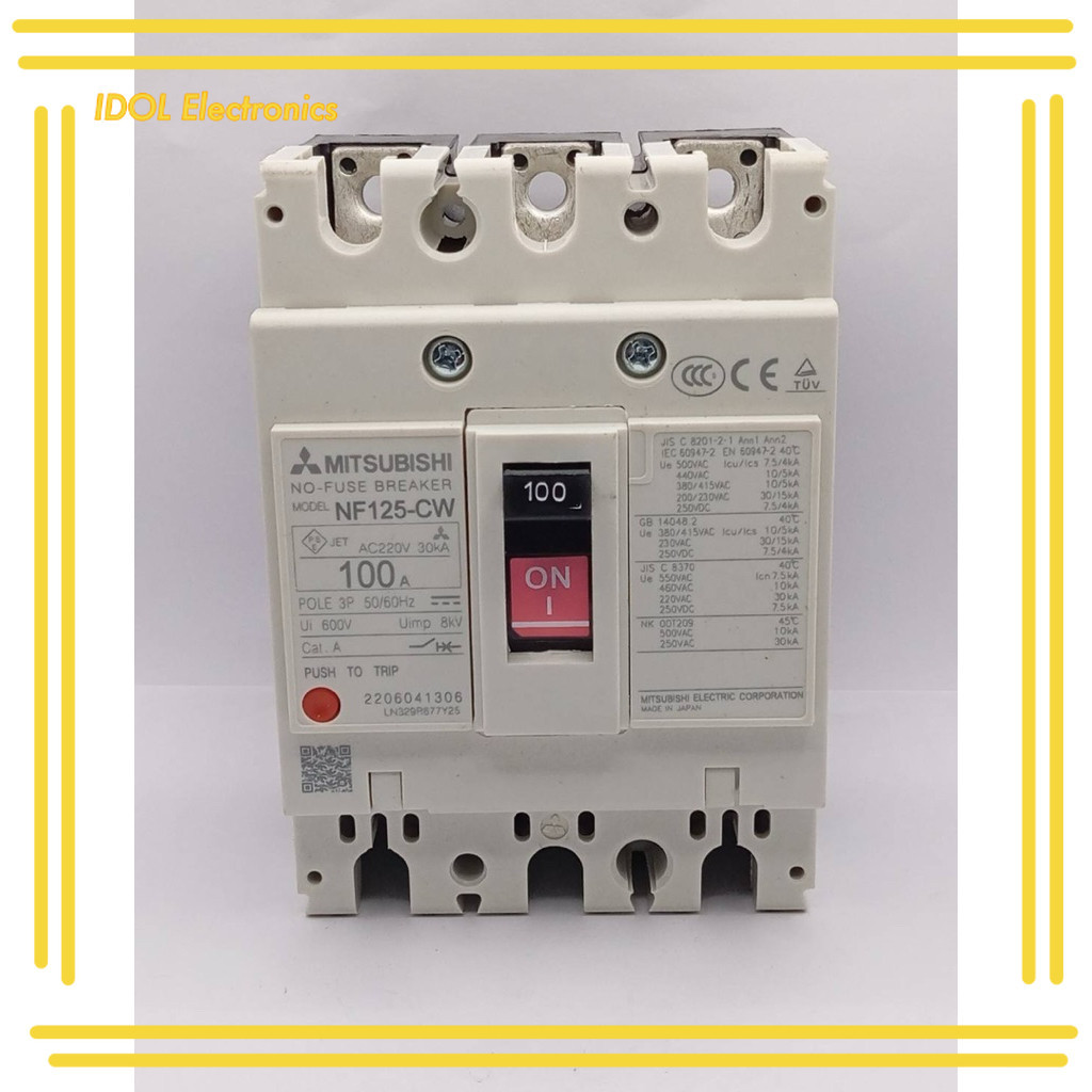 ราคาถูก! ยี่ห้อใหม่ Mitsubishi Circuit Breaker NF125-CW SW HW 3P50A63A80A100A125A Air Switch