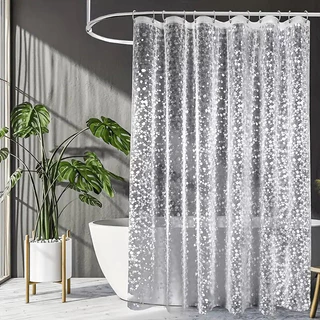 ม่านอาบน้ำ 3D 180*200cm/180*180cm วัสดุพลาสติก กันน้ำ ม่านอาบน้ำโปร่งใส ทนทาน ป้องกันโรคราน้ำค้าง