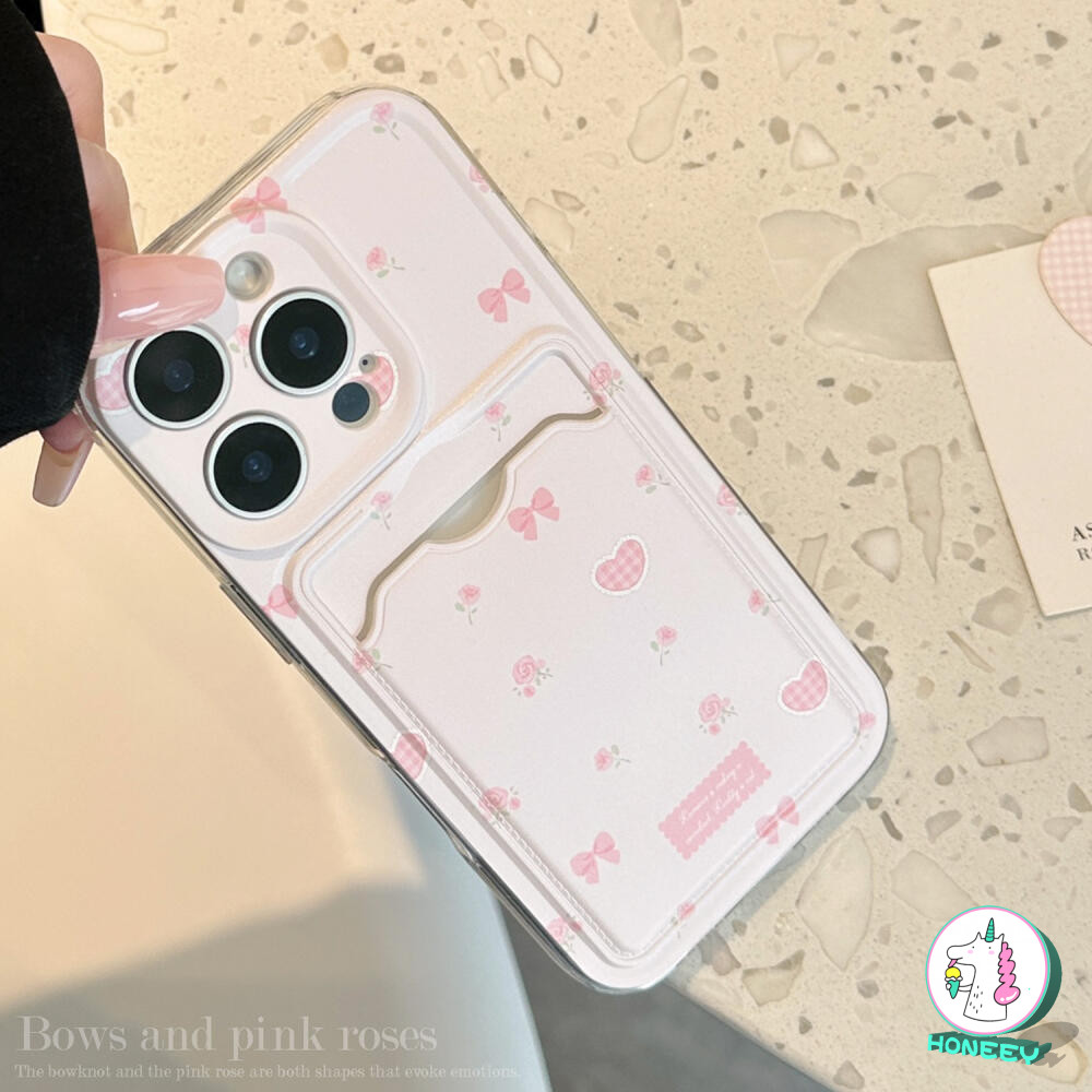 Girly สีชมพู Bowknot ผู้ถือบัตรเคสโทรศัพท์สําหรับ iPhone 16 11 15 14 Pro Max 12 13 Pro Max 16 Plus X XS XR 7 8 Plus กระเป๋าสตางค์กันกระแทก Soft TPU ฝาหลัง ราคา ถูกที่สุด ดีลบีเคเค แกลเลอรีภาพที่ 8