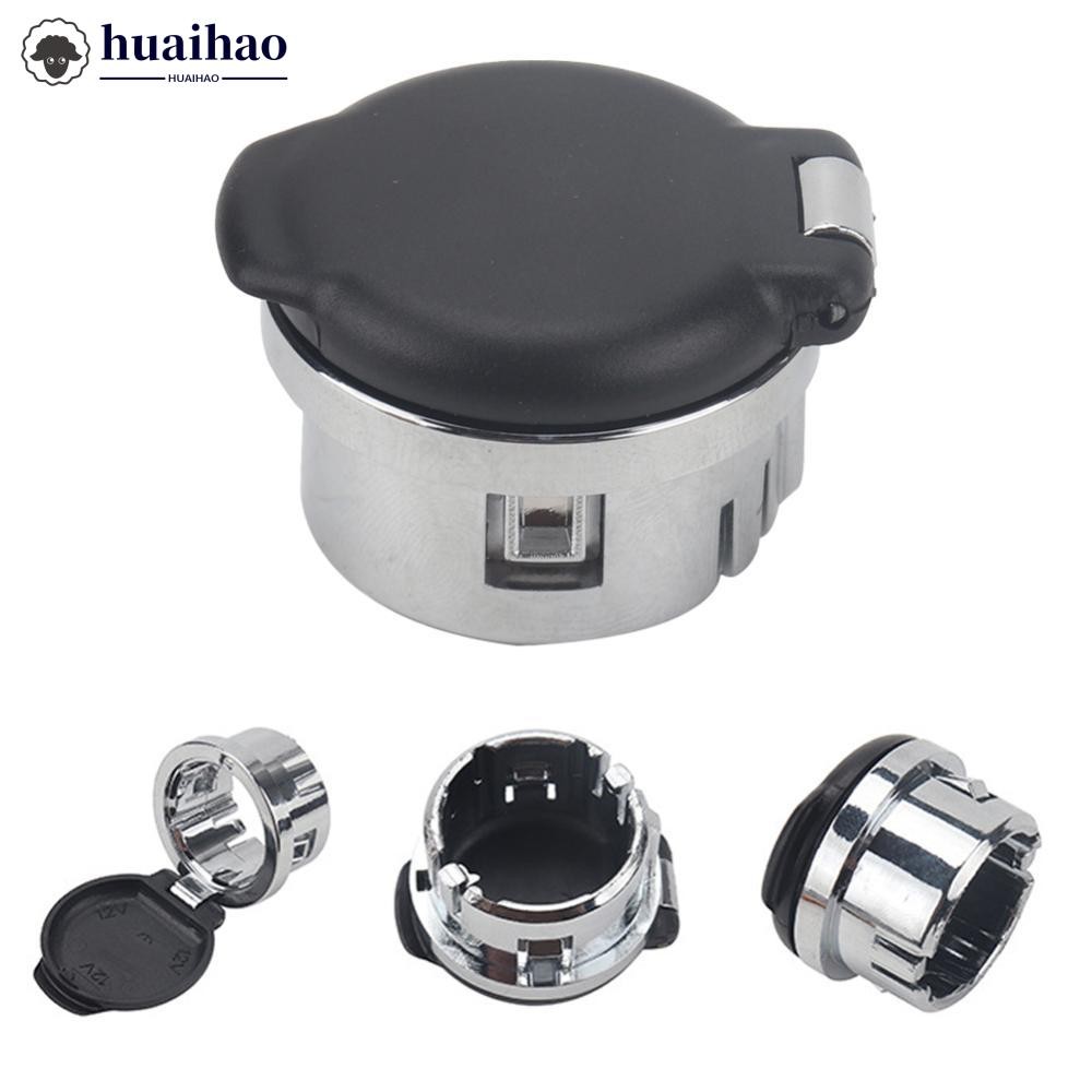HUAIHAO 2 ชิ้น 12 โวลต์ Dash Power Outlet ฝาครอบปลั๊ก Chrome Pop-out ลูกบิด Dash สําหรับ Silverado T