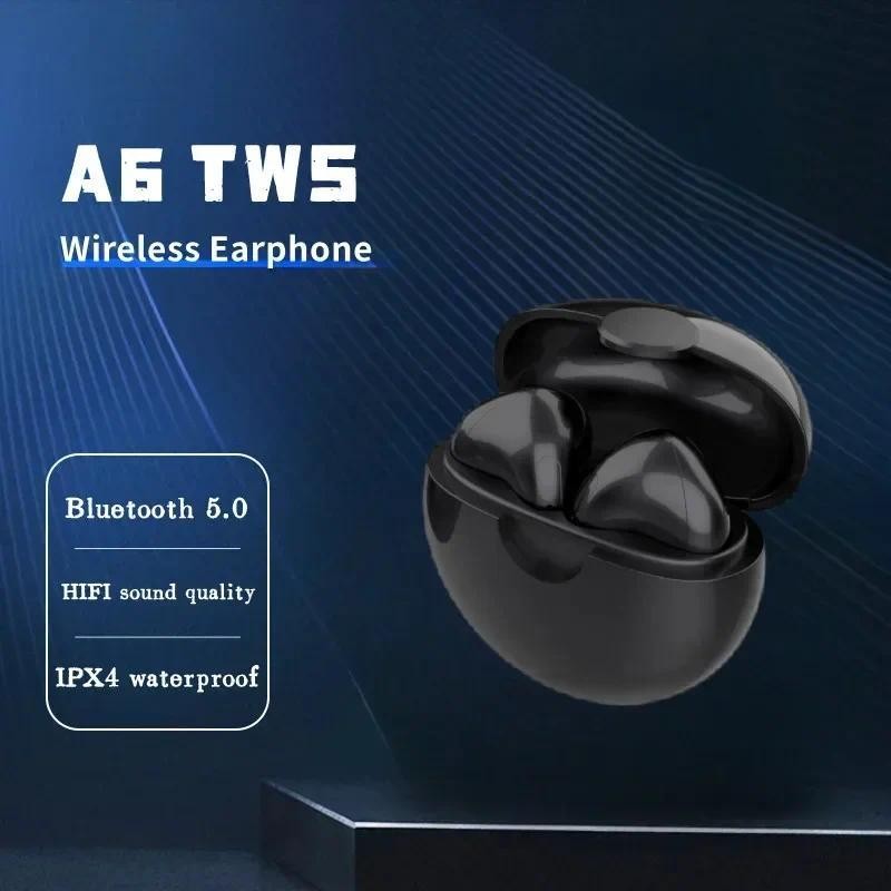 PRO A6 หูฟังไร้สาย True พร้อมไมโครโฟน Fone หูฟังบลูทูธกีฬาชุดหูฟังวิ่ง A6 หูฟัง TWS