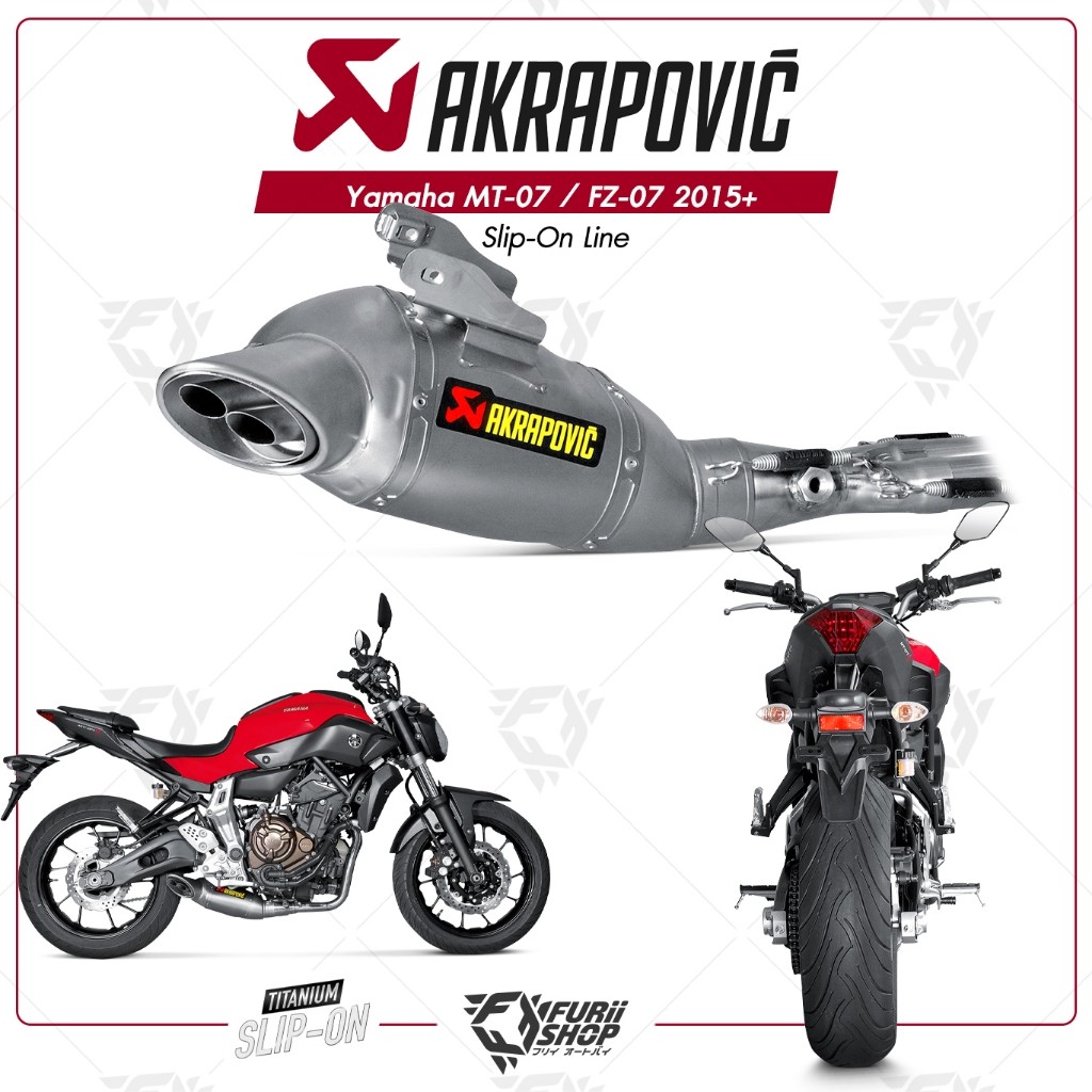 ท่อแต่ง Akrapovic Exhaust Racing Line (Titanium-Carbon) YAMAHA Fz07 / Mt07 15-20 /All new 2021