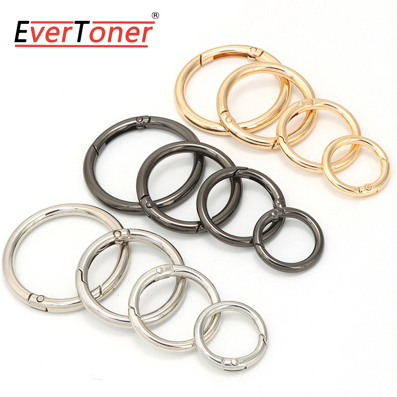 EverToner พวงกุญแจโลหะแบบประตู O พร้อมแหวนเปิด หัวเข็มขัดหนังสำหรับงานหัตถกรรม และคลิปเชื่อมต่อ DIY