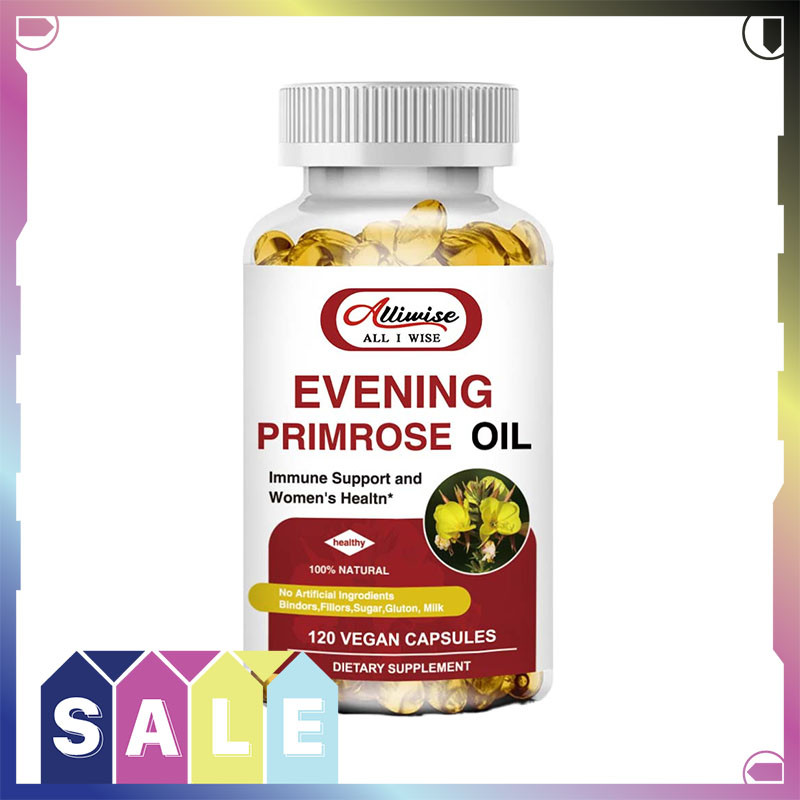 Alliwise Evening Primrose Oil 1300mg Capsules Support for PCOS การควบคุมฮอร์โมนและสุขภาพสตรี