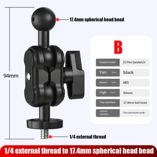 ขาตั้งโทรศัพท์มือถือ อะแดปเตอร์ ABS ขาตั้งเปลี่ยนสด Universal Universal ขาตั้งกล้อง Pea 360 pan-เอียงอะแดปเตอร์อุปกรณ์เสริม 1/4 อินเทอร์เฟซ, อินเทอร์เฟซลูกหมาก 17.4 มม.