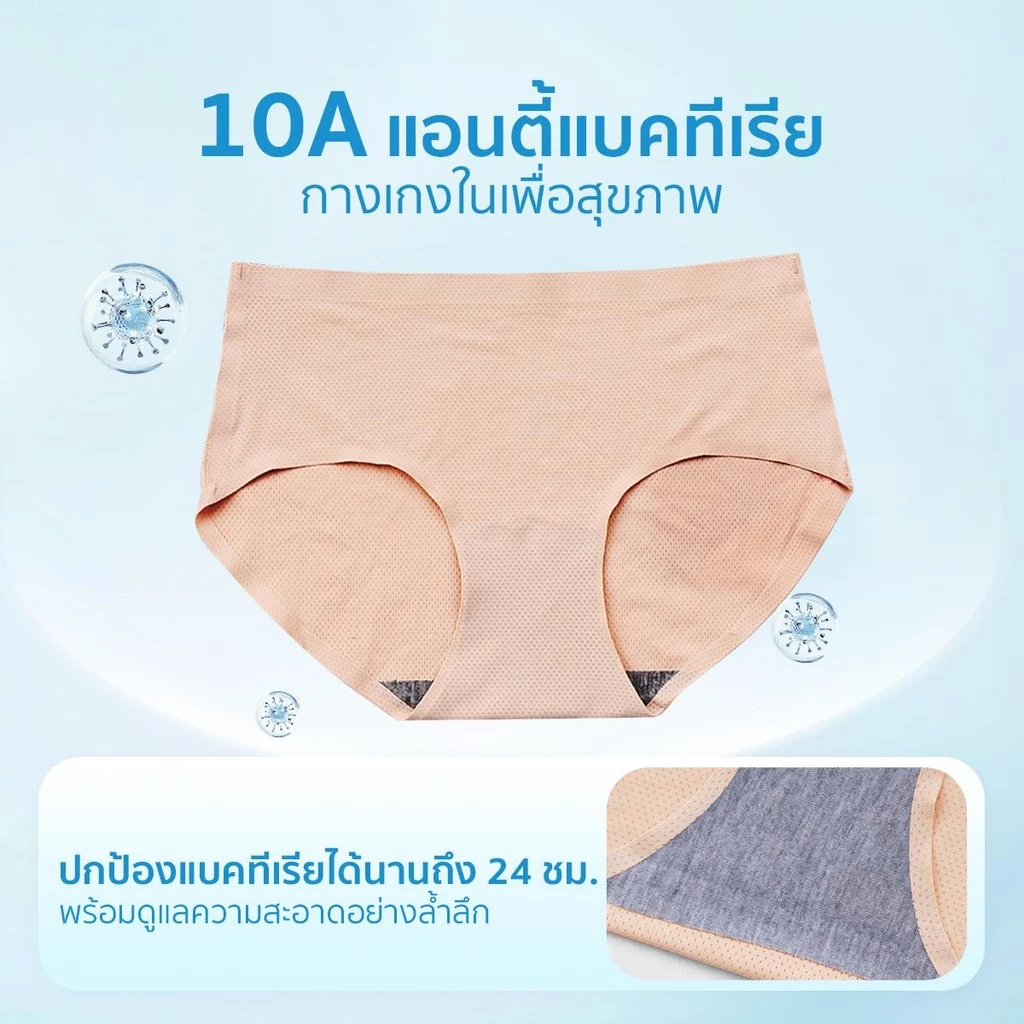 PINKKITTY แพ็ก 5 ชิ้น ป้องกันแบคทีเรีย กางเกงในไร้ขอบผู้หญิง ระบายอากาศได้ดี สวมใส่สบาย ไม่รัดแน่นสะโพกPK18 thumbnail 3