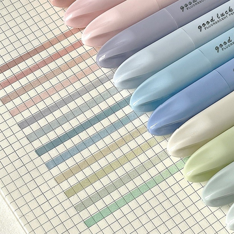 Penlab 4 ชิ้น Morandi สี Dream Pastel Highlighter ปากกาชุด Soft Tip Oblique Marker Liner สําหรับการวาดภาพ C3033