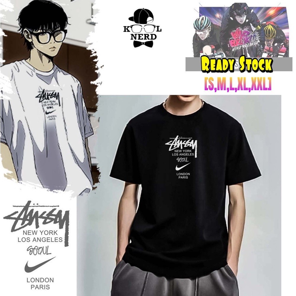อะนิเมะ WINDBREAKER JAY JO STUSSY เสื้อยืดเสื้อผ้า y2k เสื้อกีฬา คอกลม oversize เกาหลี ไซส์ใหญ่