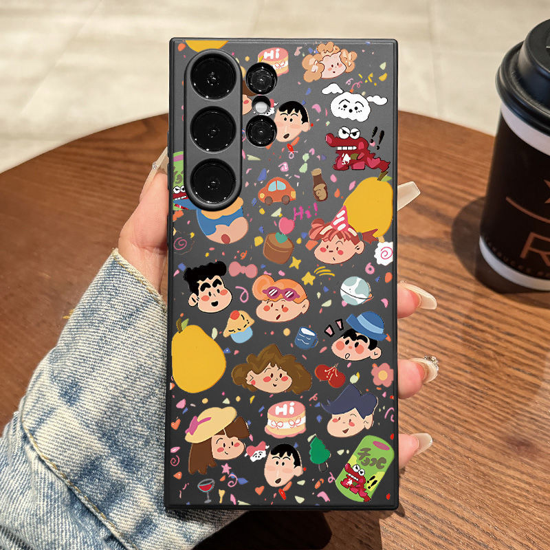 Samsung S24 Ultra S23U การ์ตูน Crayon Shinchan Soft Liquid Silica Gel สําหรับ Samsung S24 + S22 Ultra S21 หมายเหตุ 20 Ultra A12 A13 A14 A53 A54 ฝาครอบกันกระแทก